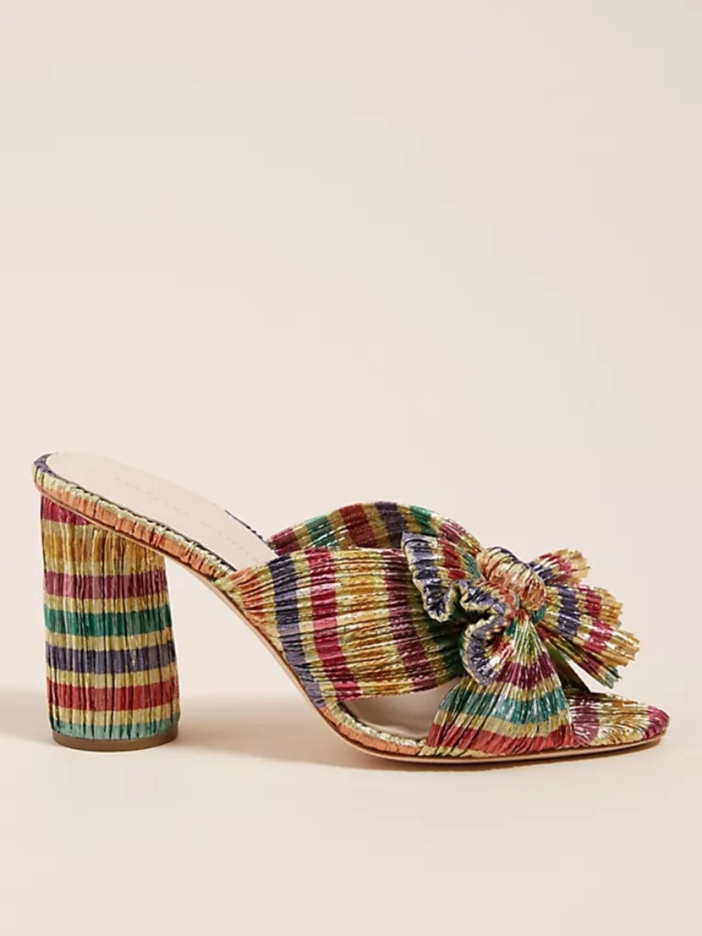 Loeffler Randall Rainbow Stripe Sandals Boho Bow